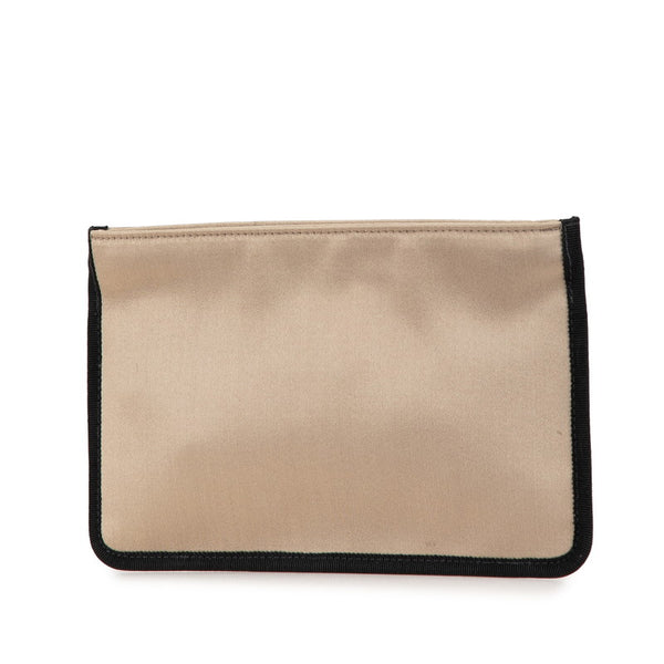 シャネル コスメ柄 ポーチ ベージュ サテン レディース CHANEL 【中古】