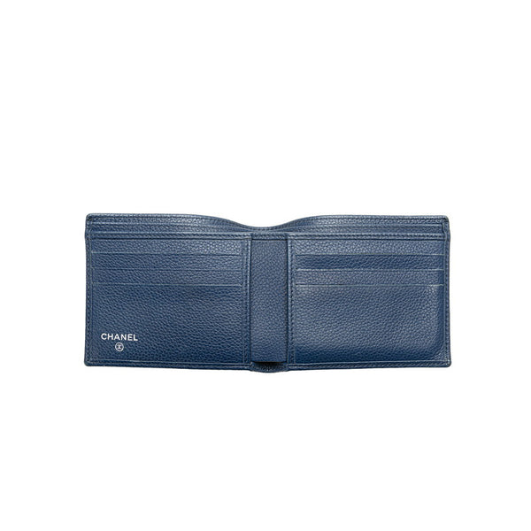 シャネル ココマーク 二つ折り財布 ブルー レザー レディース CHANEL 【中古】