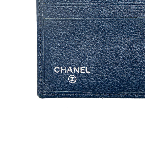シャネル ココマーク 二つ折り財布 ブルー レザー レディース CHANEL 【中古】