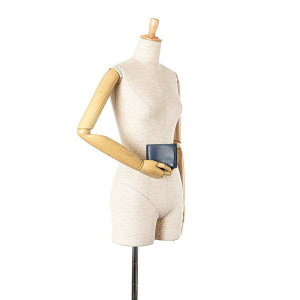 シャネル ココマーク 二つ折り財布 ブルー レザー レディース CHANEL 【中古】