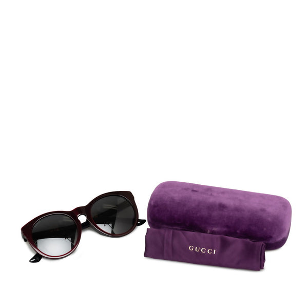 グッチ インターロッキングG スターラインストーン サングラス GG0345SA ブラック ワインレッド プラスチック レディース GUCCI 【中古】