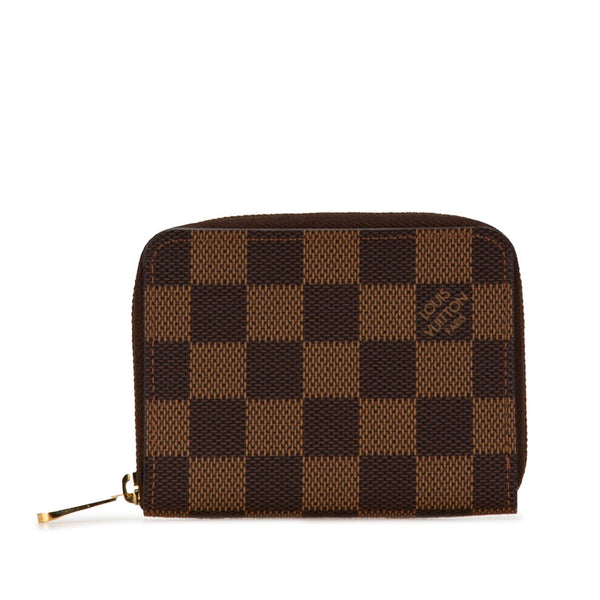 ルイ ヴィトン ダミエ ジッピーコインパース コインケース N63070 ブラウン PVC レザー レディース LOUIS VUITTON 【中古】