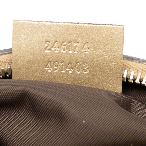 グッチ GGキャンバス バンブー ポーチ 246174 ベージュ ゴールド キャンバス レザー レディース GUCCI 【中古】