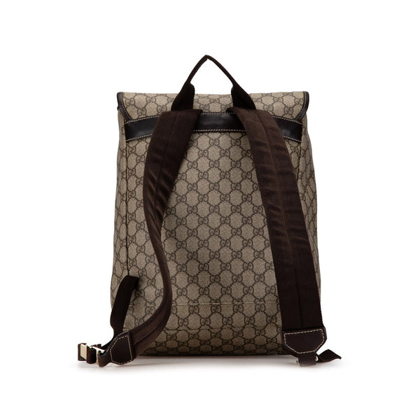 グッチ GGスプリーム リュック バックパック 246103 ベージュ ブラウン PVC レザー レディース GUCCI 【中古】