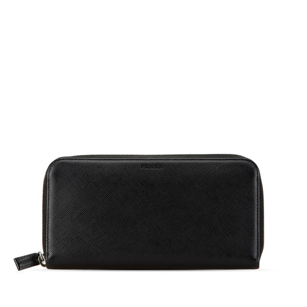 プラダ 長財布 ラウンドファスナー ブラック レザー レディース PRADA 【中古】