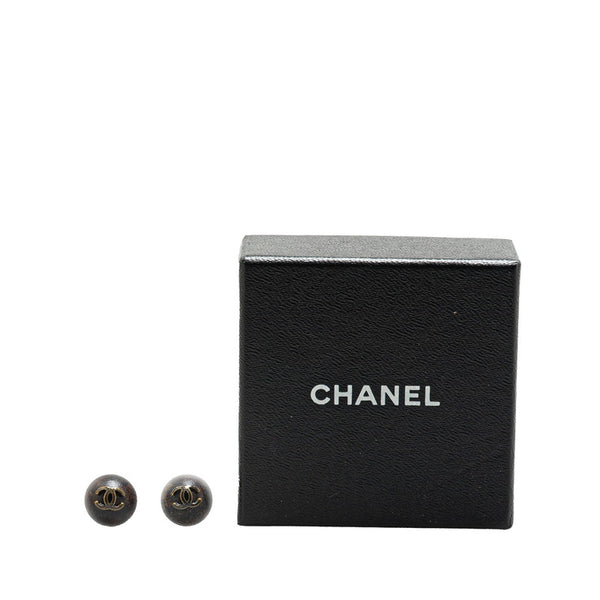シャネル ヴィンテージ ココマーク ピアス シルバー ブラック メタル レディース CHANEL 【中古】