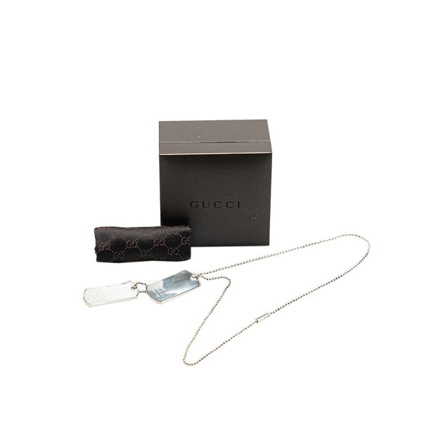 グッチ ドッグタグ IDタグ ボールチェーン ペンダントネックレス SV925 シルバー レディース GUCCI 【中古】