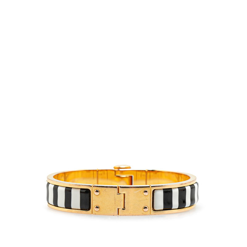 エルメス シャルニエールPM 七宝焼き 馬 バングル ゴールド ホワイト ブラック メッキ レディース HERMES 【中古】