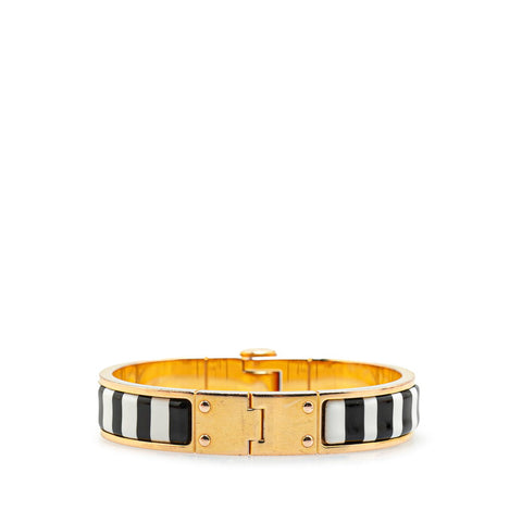 エルメス シャルニエールPM 七宝焼き 馬 バングル ゴールド ホワイト ブラック メッキ レディース HERMES 【中古】