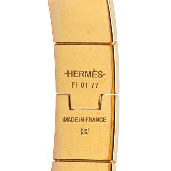 エルメス シャルニエールPM 七宝焼き 馬 バングル ゴールド ホワイト ブラック メッキ レディース HERMES 【中古】