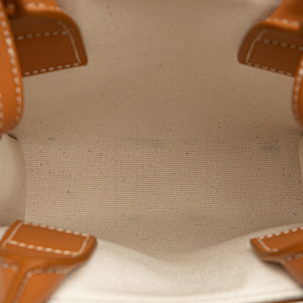 セリーヌ ミニ バーティカル カバ ハンドバッグ ショルダーバッグ 2WAY ナチュラル タン キャンバス カーフ レディース CELINE 【中古】