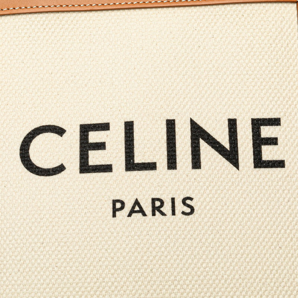 セリーヌ ミニ バーティカル カバ ハンドバッグ ショルダーバッグ 2WAY ナチュラル タン キャンバス カーフ レディース CELINE 【中古】