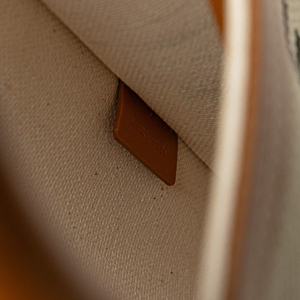 セリーヌ ミニ バーティカル カバ ハンドバッグ ショルダーバッグ 2WAY ナチュラル タン キャンバス カーフ レディース CELINE 【中古】