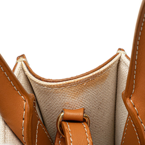 セリーヌ ミニ バーティカル カバ ハンドバッグ ショルダーバッグ 2WAY ナチュラル タン キャンバス カーフ レディース CELINE 【中古】
