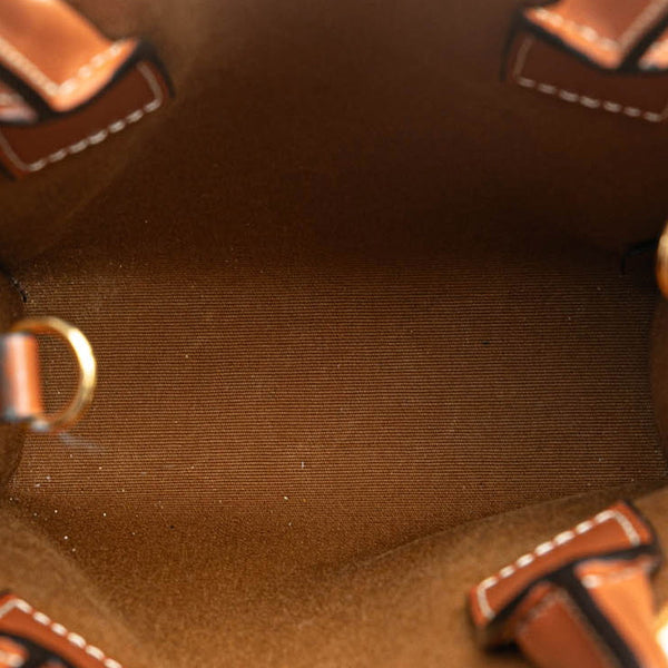 セリーヌ トリオンフ ミニ バーティカル カバ ハンドバッグ ショルダーバッグ 2WAY ホワイト タン PVC レザー レディース CELINE 【中古】
