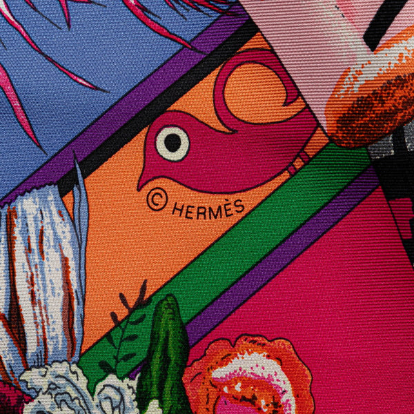 エルメス カレ トライアングル KACHINAS カチナ インディアンの守り神 民族 スカーフ ネイビー ピンク マルチカラー シルク レディース HERMES 【中古】