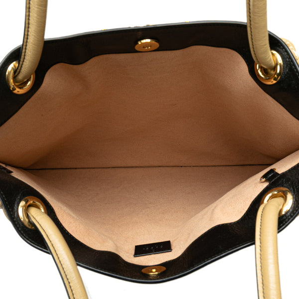 グッチ ズゥミ ホースビット バイカラー トートバッグ ショルダーバッグ 576463 ブラック グレージュ レザー レディース GUCCI 【中古】