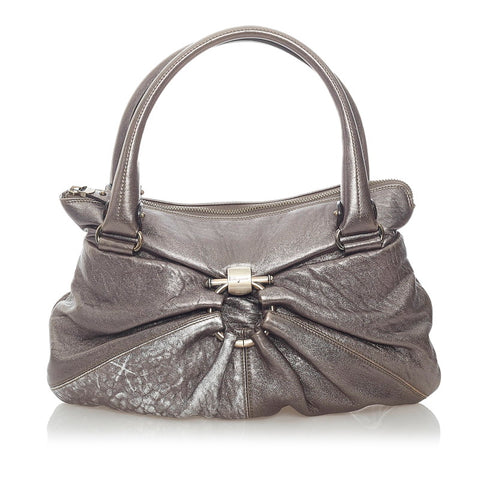 サルヴァトーレフェラガモ ガンチーニ ハンドバッグ BW-21 B105 メタリックグレー レザー レディース Salvatore Ferragamo 【中古】
