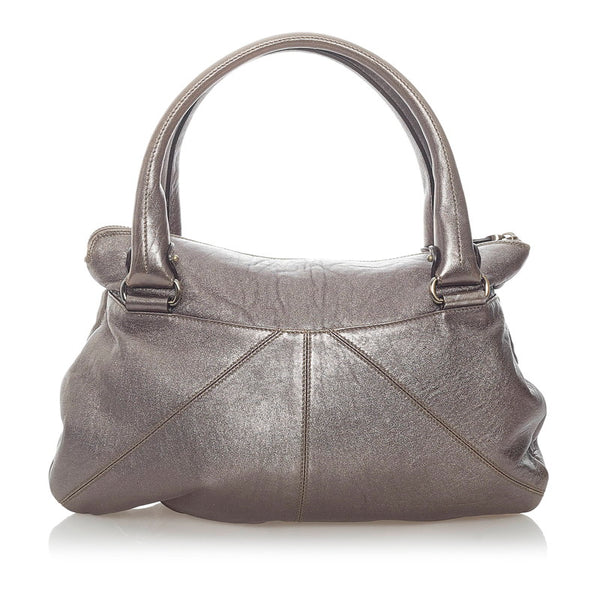 サルヴァトーレフェラガモ ガンチーニ ハンドバッグ BW-21 B105 メタリックグレー レザー レディース Salvatore Ferragamo 【中古】