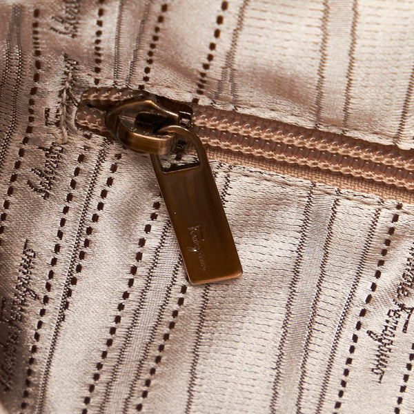 サルヴァトーレフェラガモ ガンチーニ ハンドバッグ BW-21 B105 メタリックグレー レザー レディース Salvatore Ferragamo 【中古】