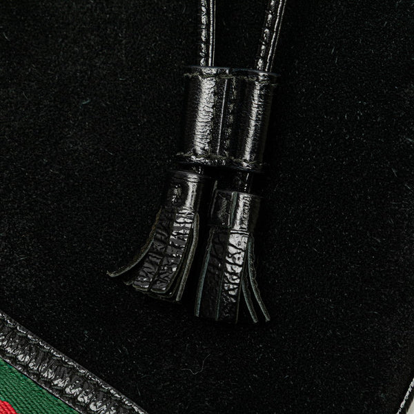 グッチ シェリーライン ハンドバッグ ショルダーバッグ 2WAY 550621 ブラック レザー スエード レディース GUCCI 【中古】