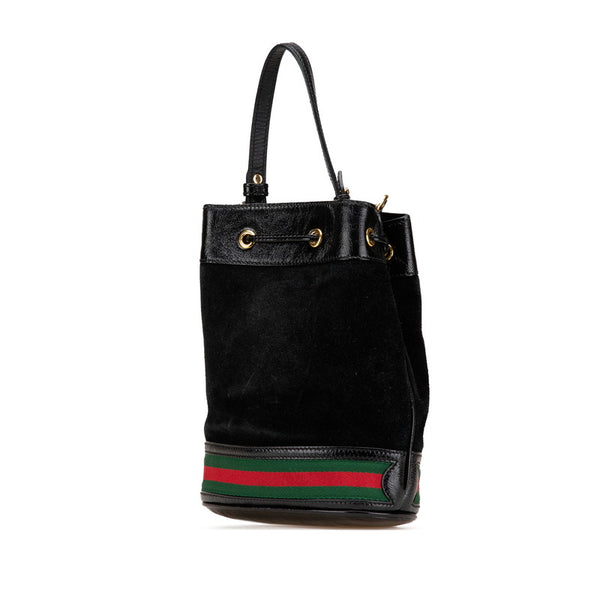 グッチ シェリーライン ハンドバッグ ショルダーバッグ 2WAY 550621 ブラック レザー スエード レディース GUCCI 【中古】