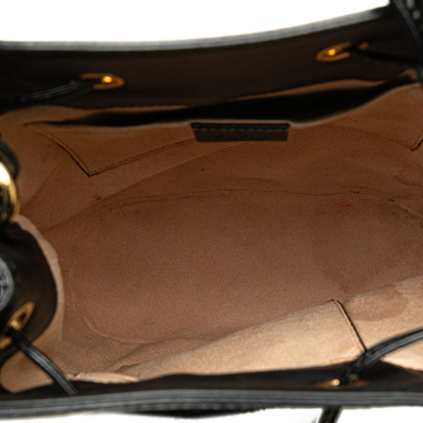 グッチ シェリーライン ハンドバッグ ショルダーバッグ 2WAY 550621 ブラック レザー スエード レディース GUCCI 【中古】