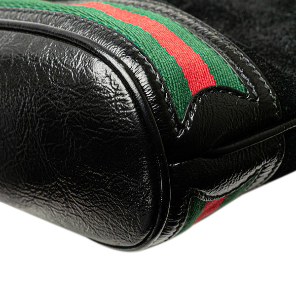 グッチ シェリーライン ハンドバッグ ショルダーバッグ 2WAY 550621 ブラック レザー スエード レディース GUCCI 【中古】