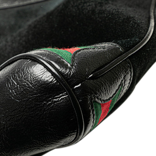 グッチ シェリーライン ハンドバッグ ショルダーバッグ 2WAY 550621 ブラック レザー スエード レディース GUCCI 【中古】