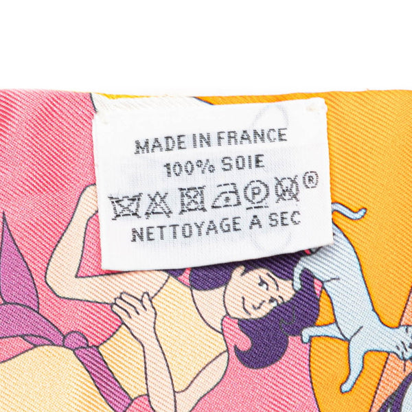 エルメス ツイリー CARRES VOLANTS 空飛ぶカレ スカーフ オレンジ ピンク マルチカラー シルク レディース HERMES 【中古】