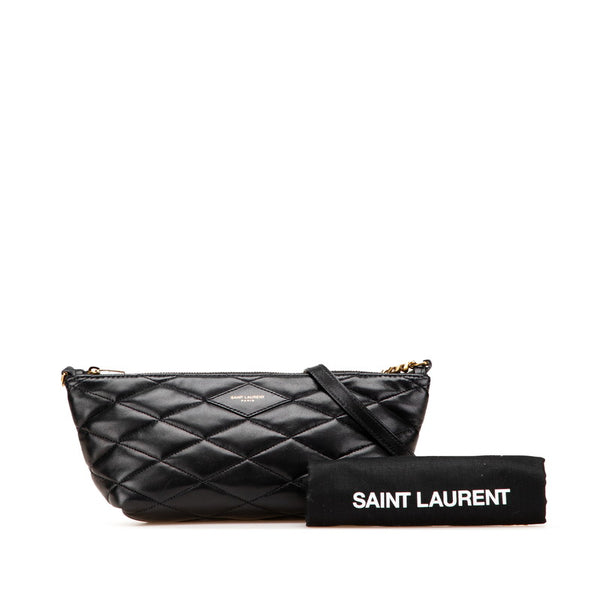 サンローラン ダイアモンド キルティング チェーン ショルダーバッグ 755970 ブラック ラムスキン レディース SAINT LAURENT 【中古】