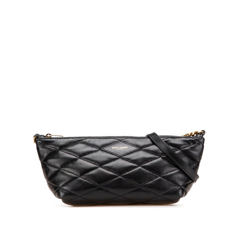 サンローラン ダイアモンド キルティング チェーン ショルダーバッグ 755970 ブラック ラムスキン レディース SAINT LAURENT 【中古】