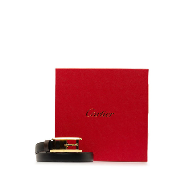カルティエ リバーシブル ベルト ブラック ブラウン レザー レディース CARTIER 【中古】