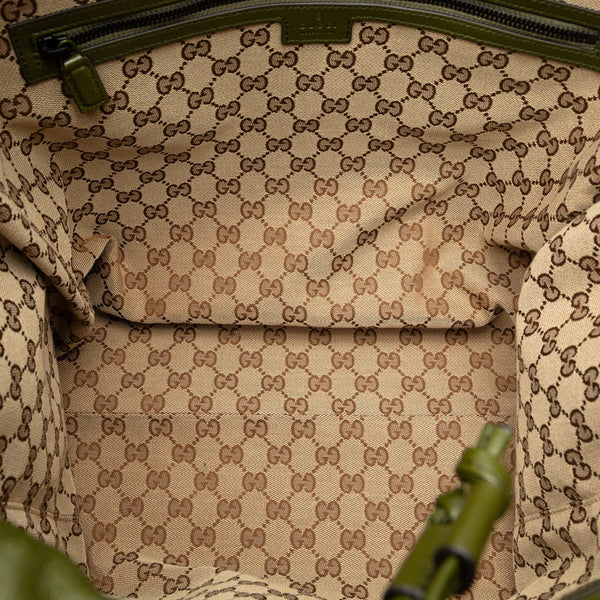 グッチ ドローストリング トート ダブルG トートバッグ 725664 カーキ レザー レディース GUCCI 【中古】