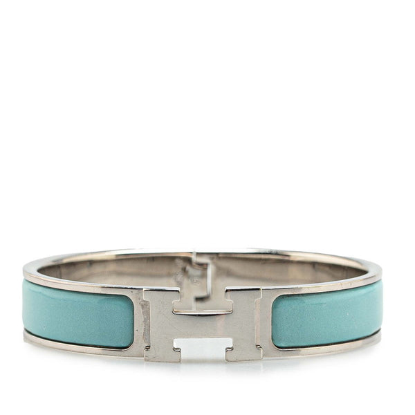 エルメス クリックH PM ブレスレット シルバー ブルー メタル レディース HERMES 【中古】