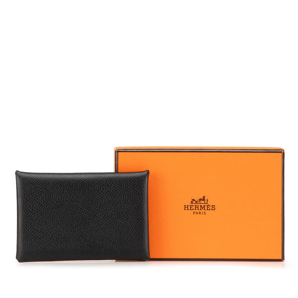 エルメス カルヴィ コインケース カードケース ブラック ノワール ヴォーエプソン レディース HERMES 【中古】