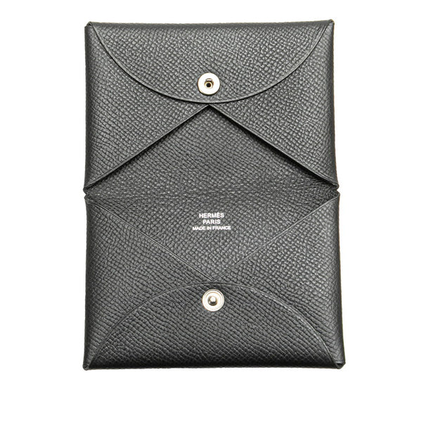 エルメス カルヴィ コインケース カードケース ブラック ノワール ヴォーエプソン レディース HERMES 【中古】
