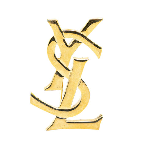 サンローラン YSLロゴ ブローチ ゴールド メッキ レディース SAINT LAURENT 【中古】