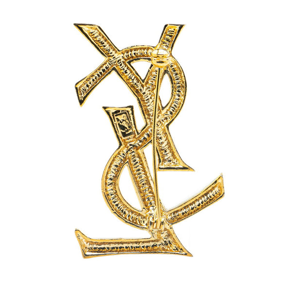 サンローラン YSLロゴ ブローチ ゴールド メッキ レディース SAINT LAURENT 【中古】