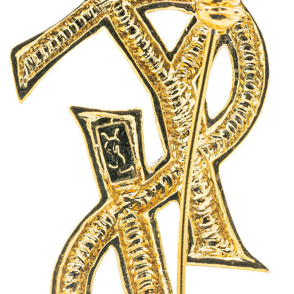 サンローラン YSLロゴ ブローチ ゴールド メッキ レディース SAINT LAURENT 【中古】