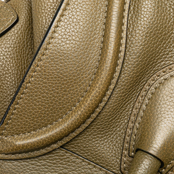 セリーヌ ラゲージ ミニショッパー ハンドバッグ オリーブ カーキグリーン レザー レディース CELINE 【中古】