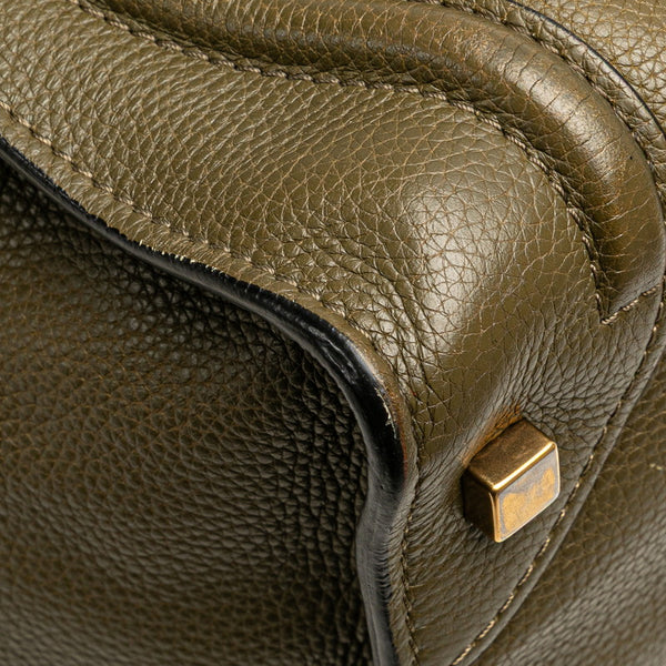 セリーヌ ラゲージ ミニショッパー ハンドバッグ オリーブ カーキグリーン レザー レディース CELINE 【中古】
