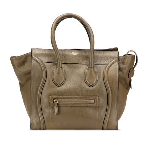 セリーヌ ラゲージ ミニショッパー ハンドバッグ オリーブ カーキグリーン レザー レディース CELINE 【中古】
