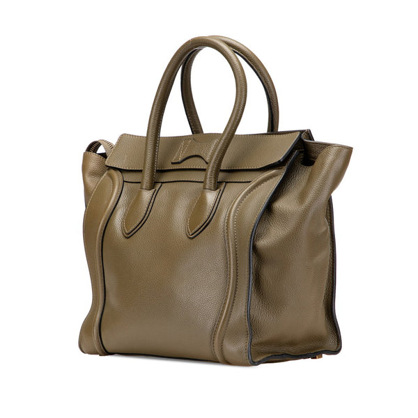 セリーヌ ラゲージ ミニショッパー ハンドバッグ オリーブ カーキグリーン レザー レディース CELINE 【中古】