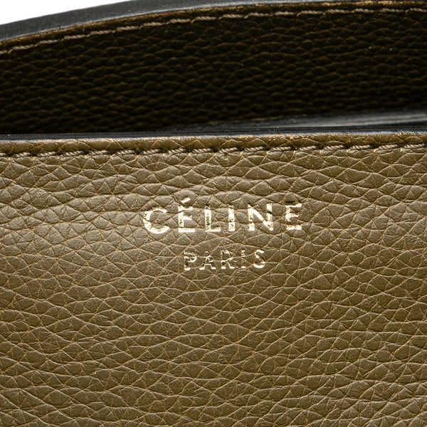 セリーヌ ラゲージ ミニショッパー ハンドバッグ オリーブ カーキグリーン レザー レディース CELINE 【中古】