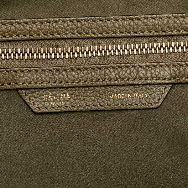 セリーヌ ラゲージ ミニショッパー ハンドバッグ オリーブ カーキグリーン レザー レディース CELINE 【中古】
