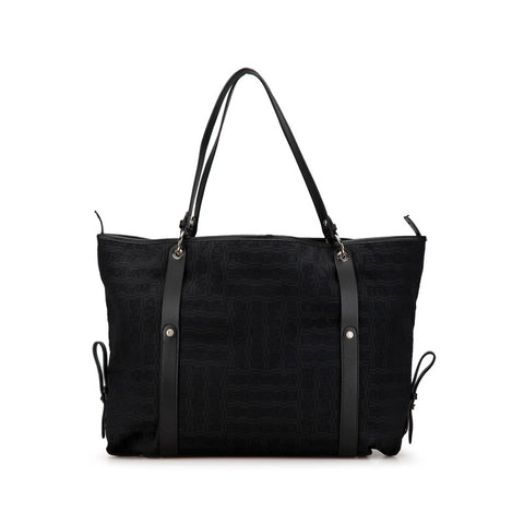 サルヴァトーレフェラガモ ロゴ トートバッグ ブラック キャンバス レザー レディース Salvatore Ferragamo 【中古】