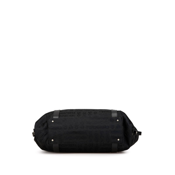 サルヴァトーレフェラガモ ロゴ トートバッグ ブラック キャンバス レザー レディース Salvatore Ferragamo 【中古】