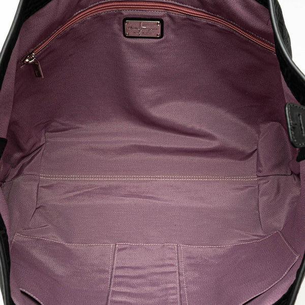 サルヴァトーレフェラガモ ロゴ トートバッグ ブラック キャンバス レザー レディース Salvatore Ferragamo 【中古】