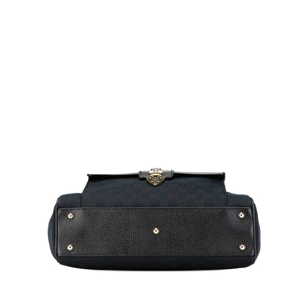 グッチ GGキャンバス トートバッグ 154389 ブラック キャンバス レザー レディース GUCCI 【中古】